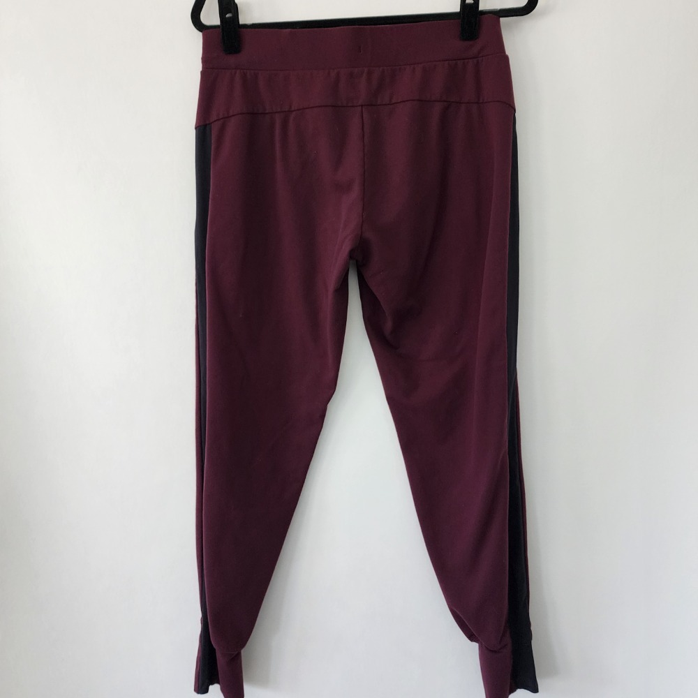 Athleta Metro Track purple black side stripe pull on pants joggers size S